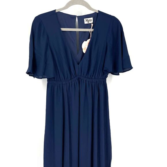 Show Me Your MuMu Emily Maxi Dress Rich Navy Crisp Small NWT - Picture 8 of 9